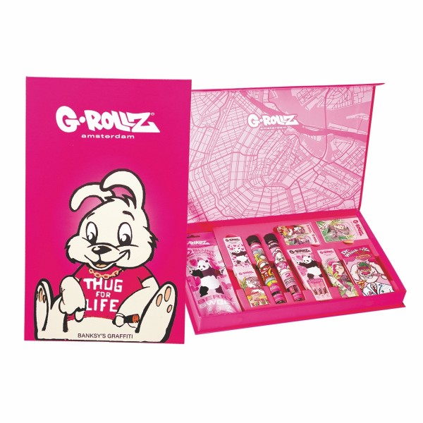 G-Rollz Pink Collection Geschenkbox – stylisches Rolling-Set mit Wraps, Papers, Cone & Filtertips. Perfekt als Geschenk oder für alle, die Design lieben.